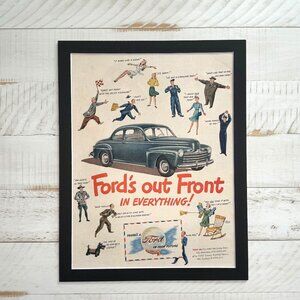 1940s Ford Car Funny Vintage Magazine Ad, Cute Gallery Wall Art Ready to Frame